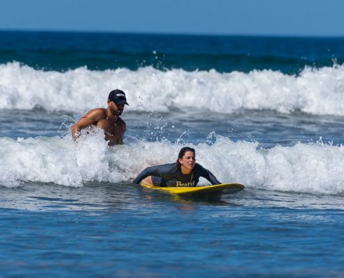 preparing for surf lesson