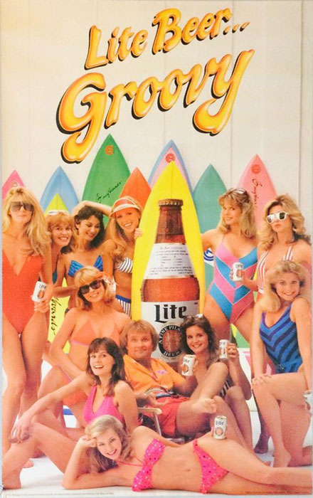 Miller Lite Poster Featuring Corky Carroll and Beach Girls