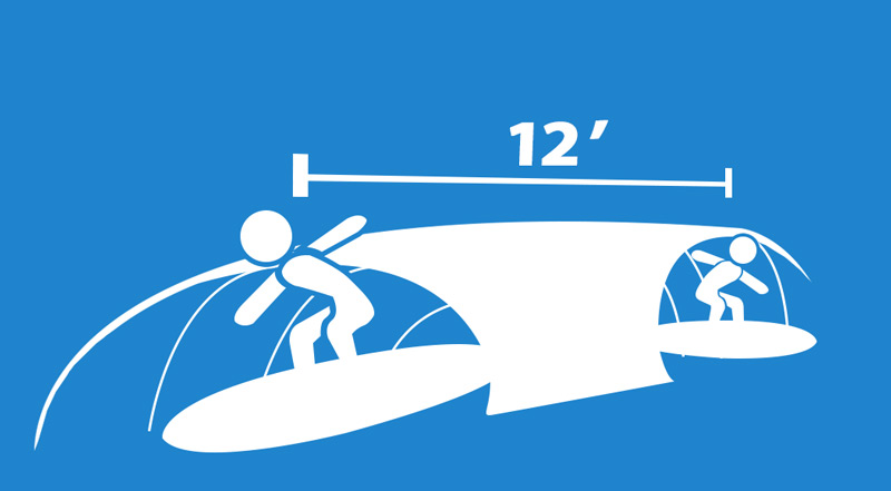 Stick Figure Surfing Wave