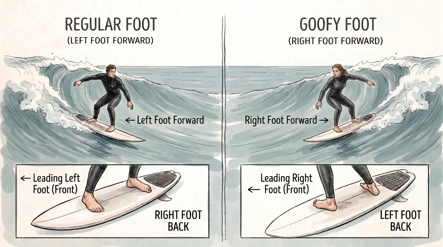 Regular vs goofy foot in surfing Regular vs goofy foot in surfing